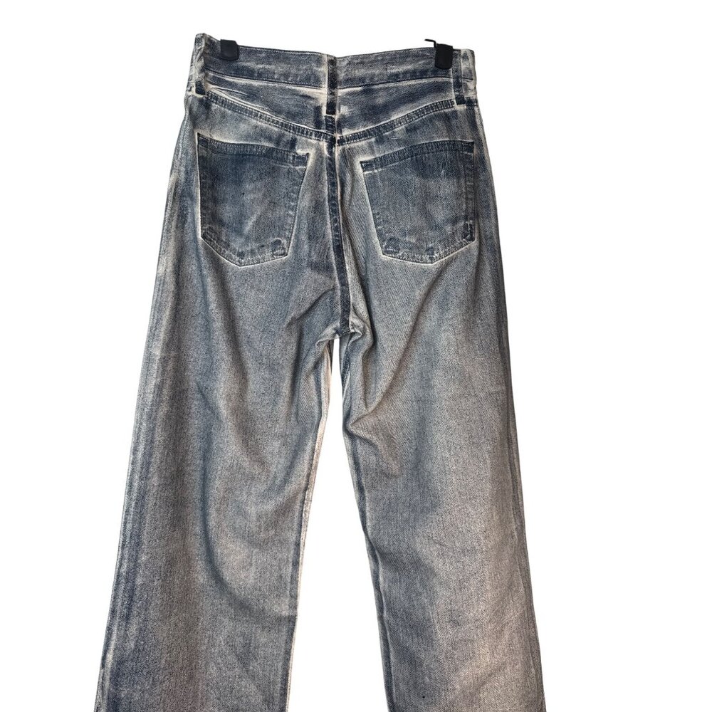 ZARA Size 2 High-Waisted Wide-Leg Jeans Blue Denim White Contrast - Picture 11 of 16